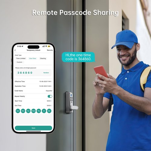 Keyless Entry WiFi Smart Lock with Handle: Hornbill Biometric Fingerprint Lock for Front Door, Keypad Passcode Auto-Lock for Home