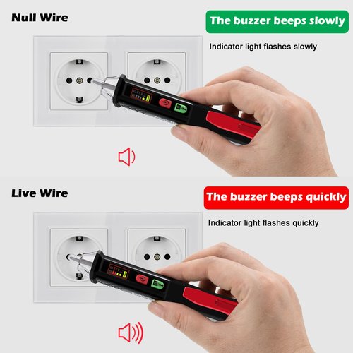 DYLIFE Voltage Tester, Non Contact Voltage Tester Pen,Dual Range AC 12V-1000V/48V-1000V,Electrical Tester with LCD Display,Buzzer Alarm,Flashlight,Live/Null Wire Breakpoint Tester for Home,Car,Light