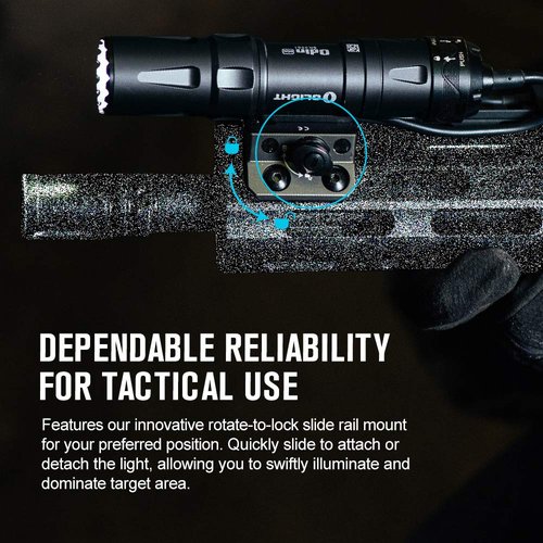OLIGHT Odin Mini 1250 Lumens Ultra Compact Rechargeable Mlok Mount Tactical Flashlight, Removable Slide Rail Mount and Remote Switch, 240 Meters Beam Distance, Mlok Included