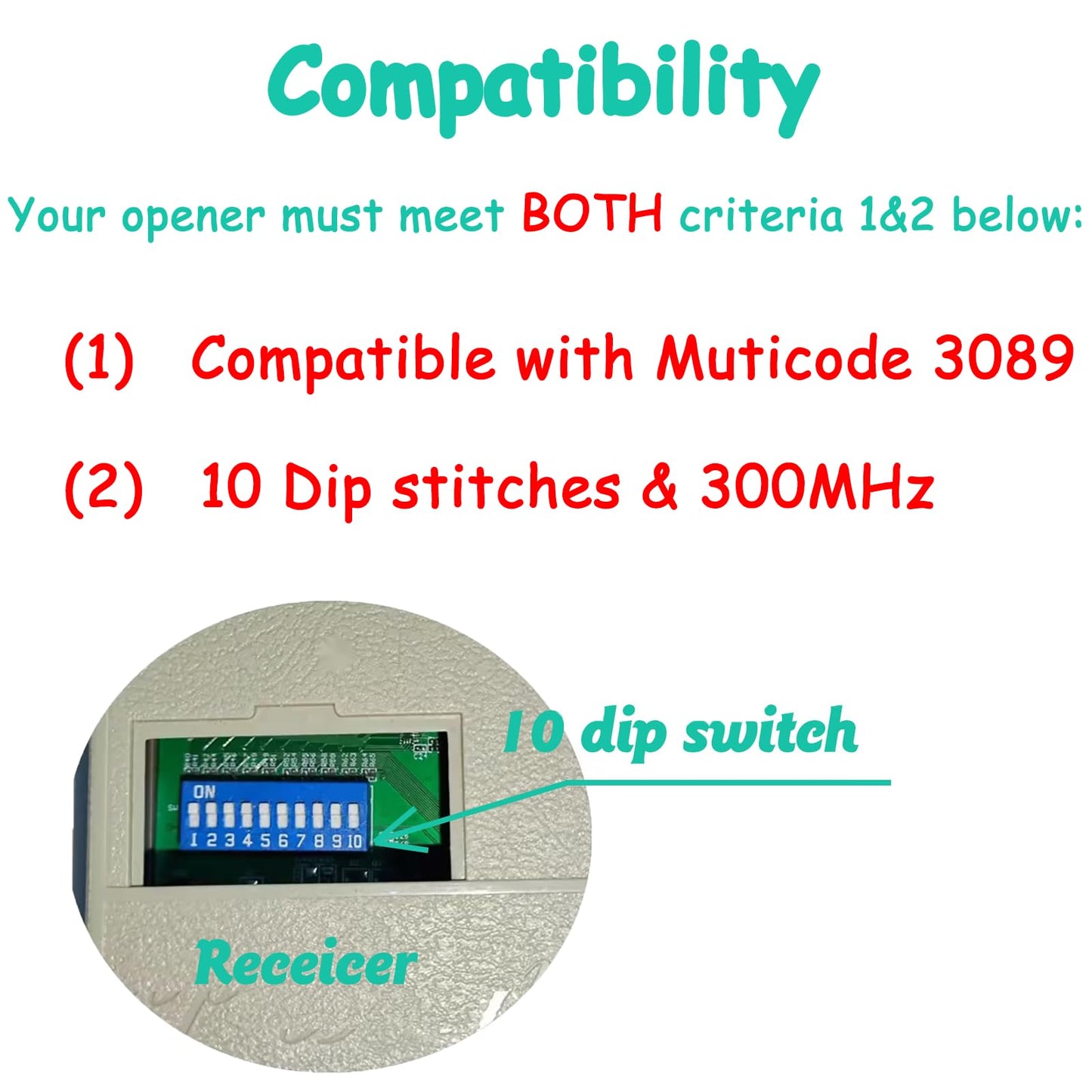 2 Replacement for Multicode Linear 3089 Garage Gate Door Opener Remote Transmitter,308911,MCS308911,10 dip Switch 300mhz,Grey