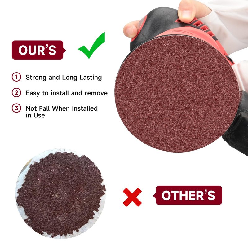 POTUINOM 5 Inch No Hole Sanding Disc 80 Grit,Hook and Loop Sand Paper for Random Orbital Sander 100 PCS