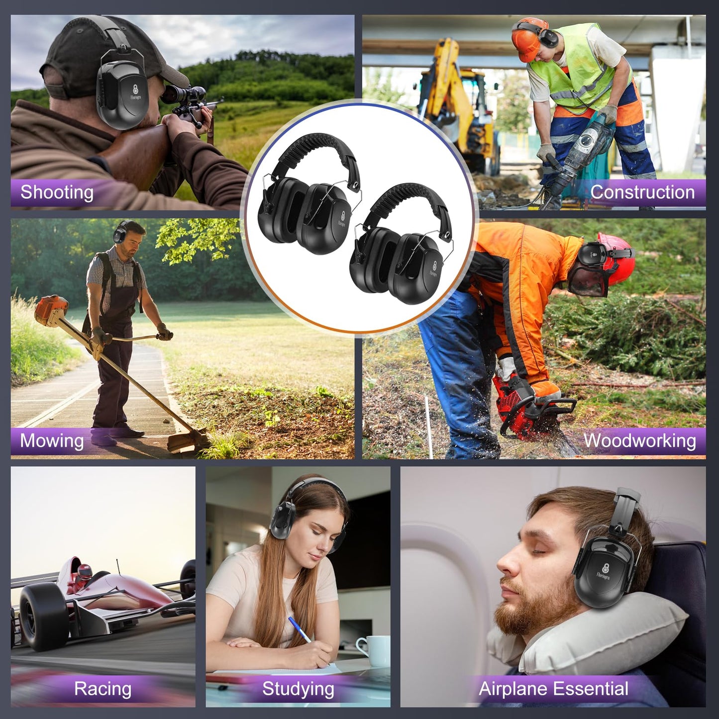 2 Pack 34dB Noise Canceling Headphones For Shooting, Hearing Protection Earmuffs, Ear Protection Headphones, Thickened Headband Ear Muffs For Noise Reduction For Shooting, Construction,Mowing