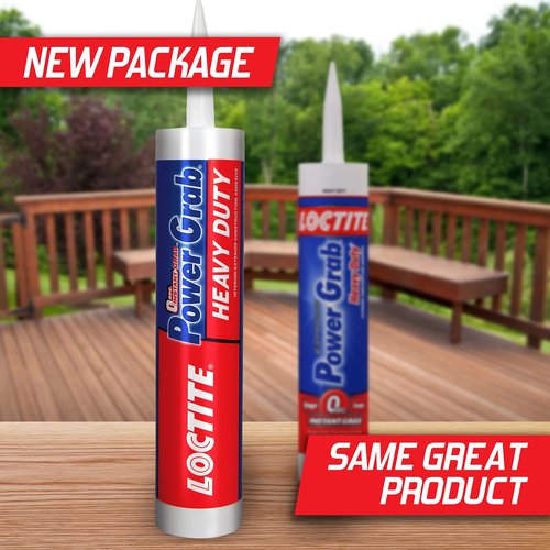 Loctite Power Grab Express Heavy Duty Construction Adhesive, 9 fl oz Cartridge, 1 Pack - Versatile Constuction Glue for Wood, Wall, Tile, Foam Board & More