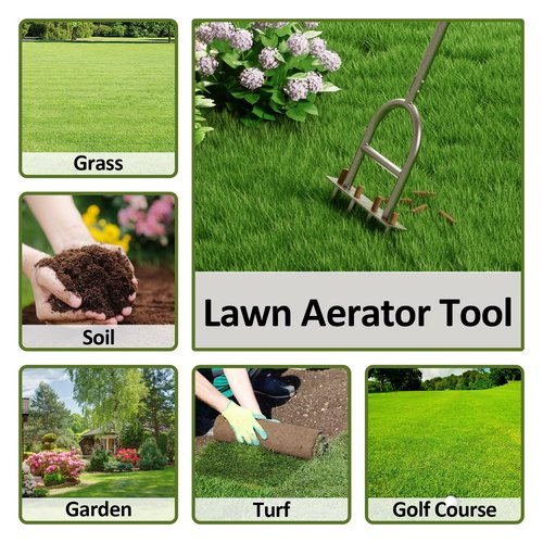 NovoLido Lawn Aerator Tool 2 in 1, Manual Lawn Coring Aerator with 4 Claw Weed Remover Tool for Gardening, Garden Tool & Cleaning Hand Tool for Soil Compaction and Improving Lawn Yard & Garden Health