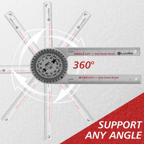 Miter Saw Protractor, Professional Miter Angle Finder for Woodworking Replaces the Model #505P-7 Miter Protractor Angle Finder with Measuring Rulers for Carpentry, Crown Molding Tool, Baseboard