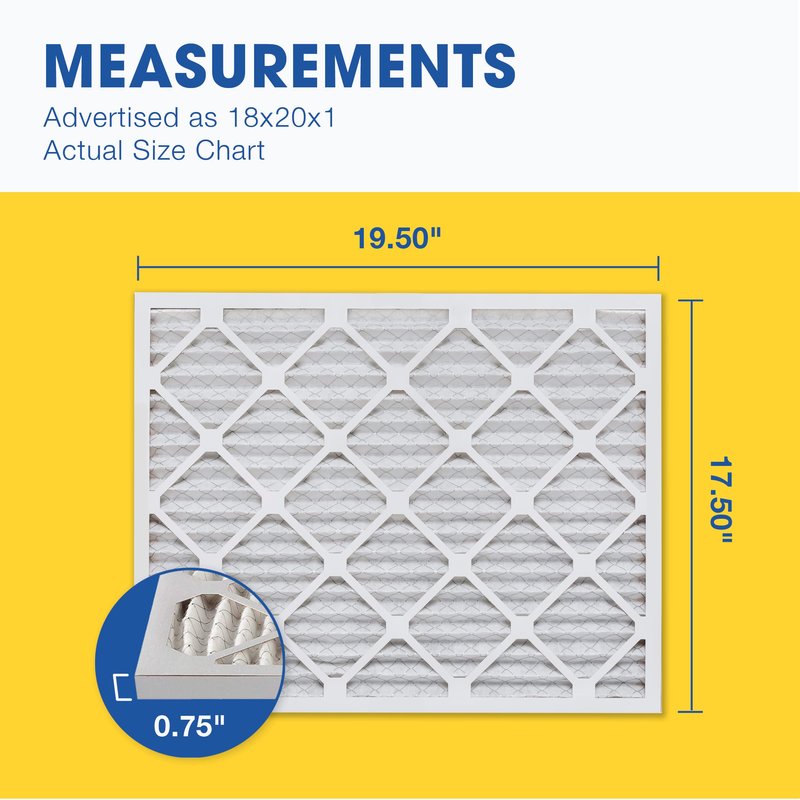 Aerostar 18x20x1 MERV 13 Pleated Air Filter, AC Furnace Air Filter, 6-Pack (Actual Size: 17 3/4" x 19 3/4" x 3/4")