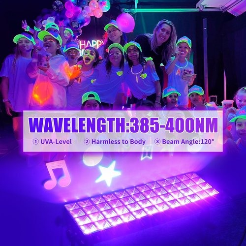 SHGPODA 100W LED Black Light Bar, IP66 Waterproof Blacklight with 6ft Cord+Plug+Switch, Black Lights for Neon Glow Party, Fluorescent Poster, Body Paint, Birthday, Bedroom, Halloween, Christmas
