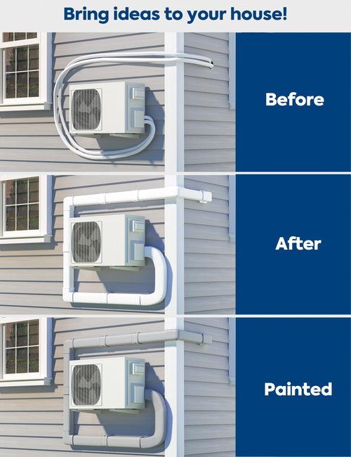 Nouscan 3" 13Ft Mini Split Line Set Cover with Flexible Duct, Upgrade PP Decorative Minisplit Lineset Cover Kit, Paintable for Mini Split, Air Conditioner, Central AC, HVAC and Heat Pumps, White