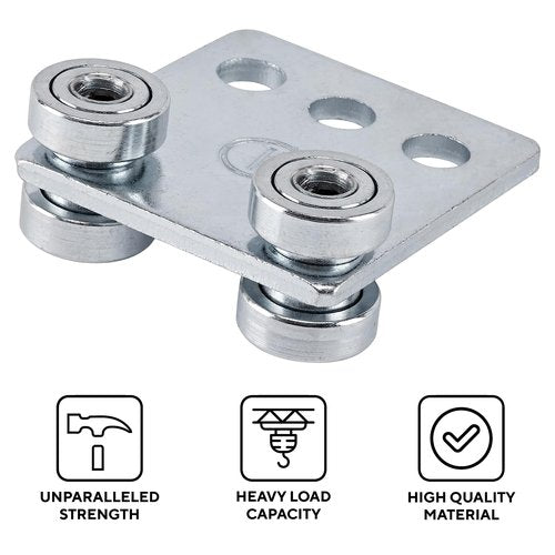 ANDUSTRIAL - 4 Bearing Trolley Assembly Roller - Silver Finish: Electro-Galvanized Zinc - Fits 1-5/8" Wide and All Taller Strut Channels - Design Load: 600 Lbs - 1 Pc