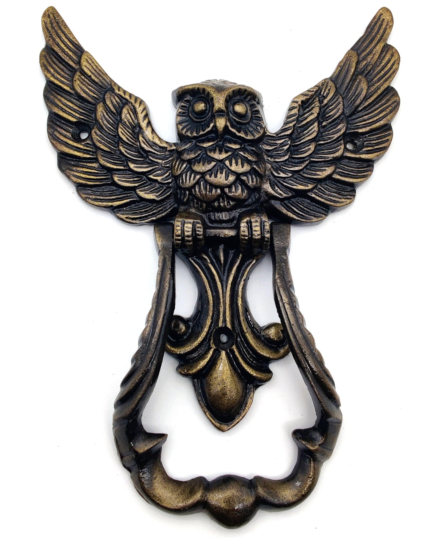 Owl Front Door Knocker, Heavy Duty, Garden/House Decor, Antique Bronze for Wooden House Farmhouse, Home Décor Accessories