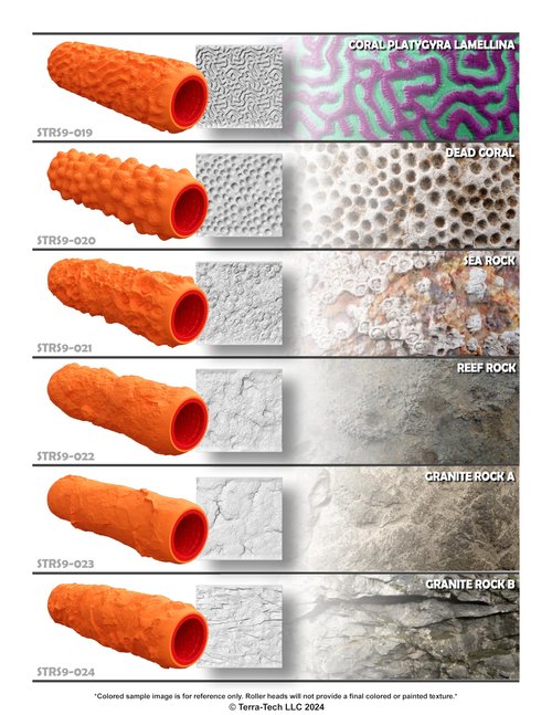 Terra-Tech™ 9" Premium Silicone Texture Roller Stamp for Epoxy (9 Inch, Sandstone Rock B)