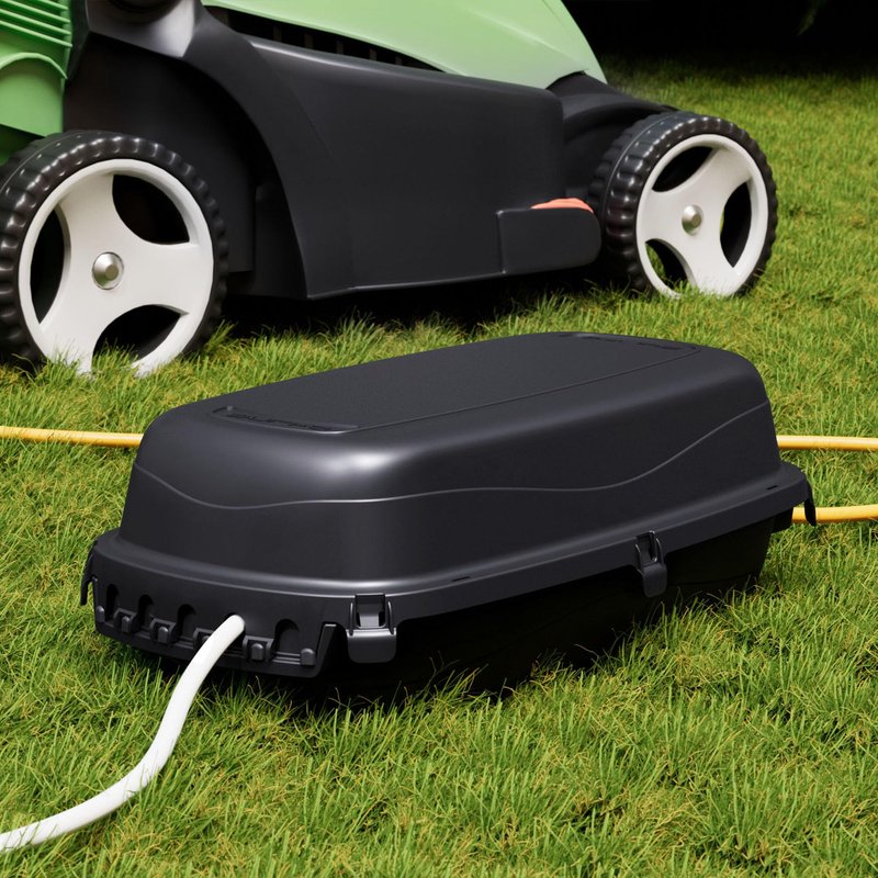D-Line Outdoor Weatherproof Electrical Cable Box, IP54 Rated for Safe Outdoor Use, Power Strip Enclosure, Plug Protector, Garden Extension Cord Cover - 11.4in (L) x 4.92in (W) x 4.33in (H) - Black