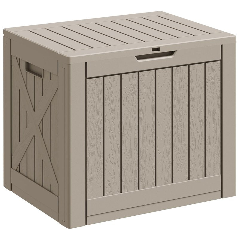 Greesum 40 Gallon Resin Deck Box, Outdoor Storage for Patio Furniture, Garden Tools, Pool Supplies, Weatherproof and UV Resistant, Lockable, Light Coffee