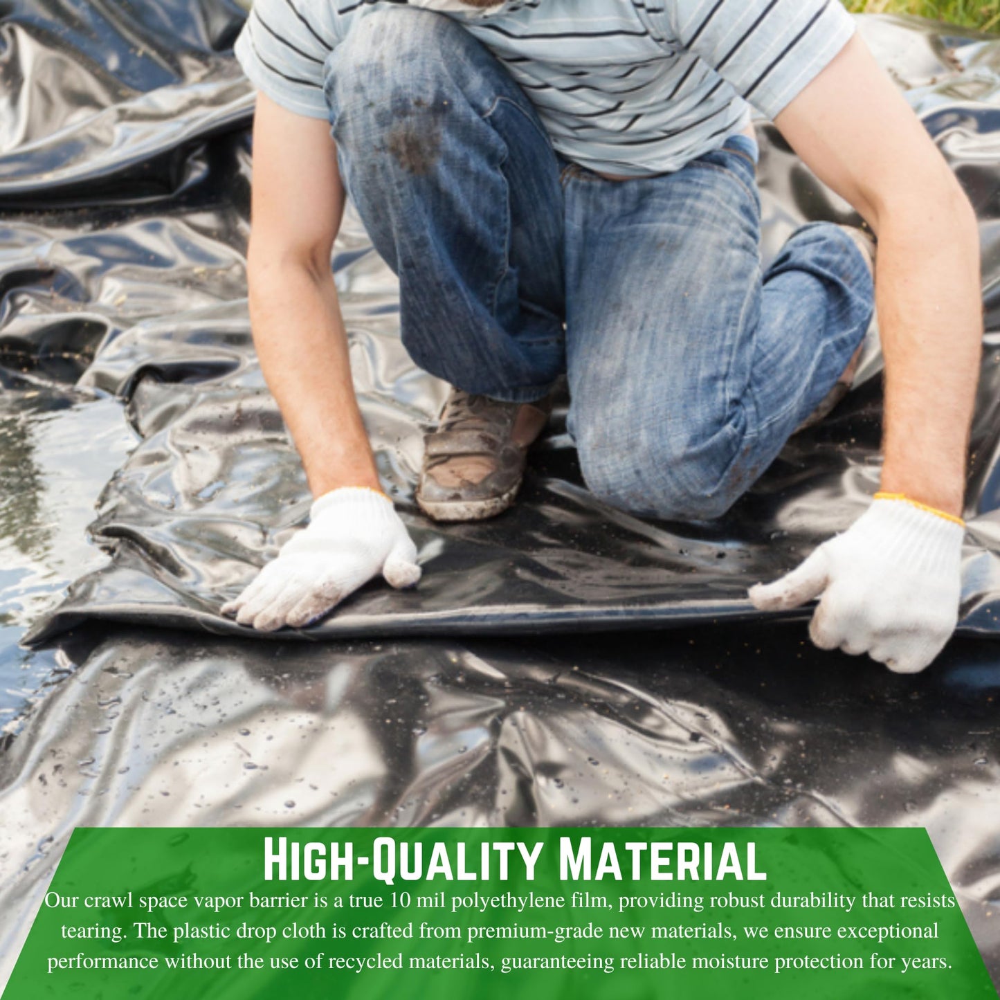 Farm Plastic Supply - Crawl Space Vapor Barrier - 10 Mil - Black Vapor Barrier, Thick Plastic Sheeting, Heavy Duty Polyethylene Film, Drop Cloth Covering for Crawlspace, Basement (10' x 100')