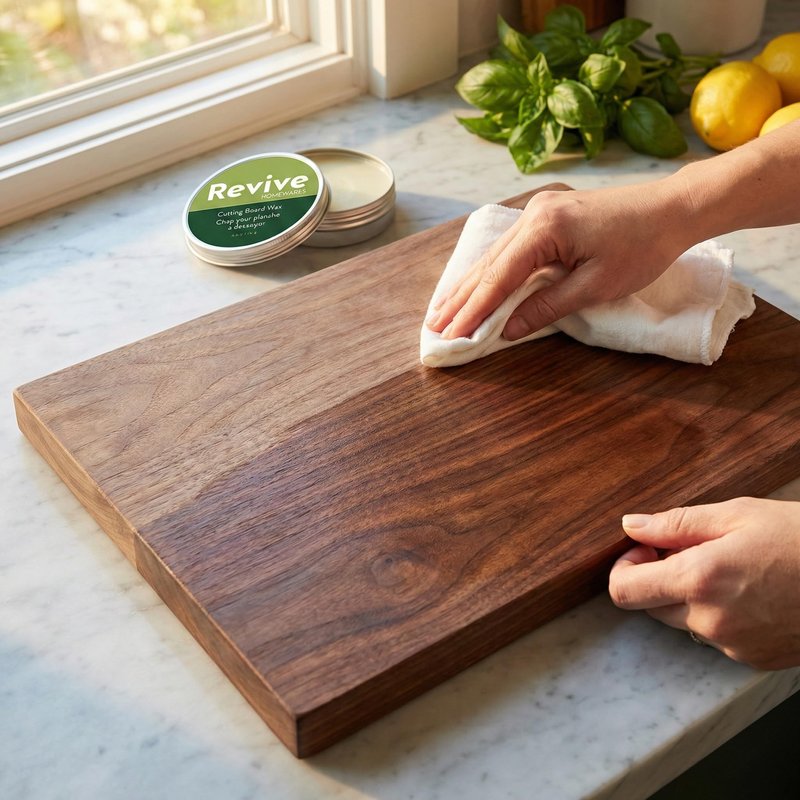 REVIVE Cutting Board Wax – Food Grade Beeswax Wood Conditioner – Butcher Block Wax, Board Butter & Cutting Board Oil Natural Blend with Canadian Beeswax and Coconut Oil 3.4 oz