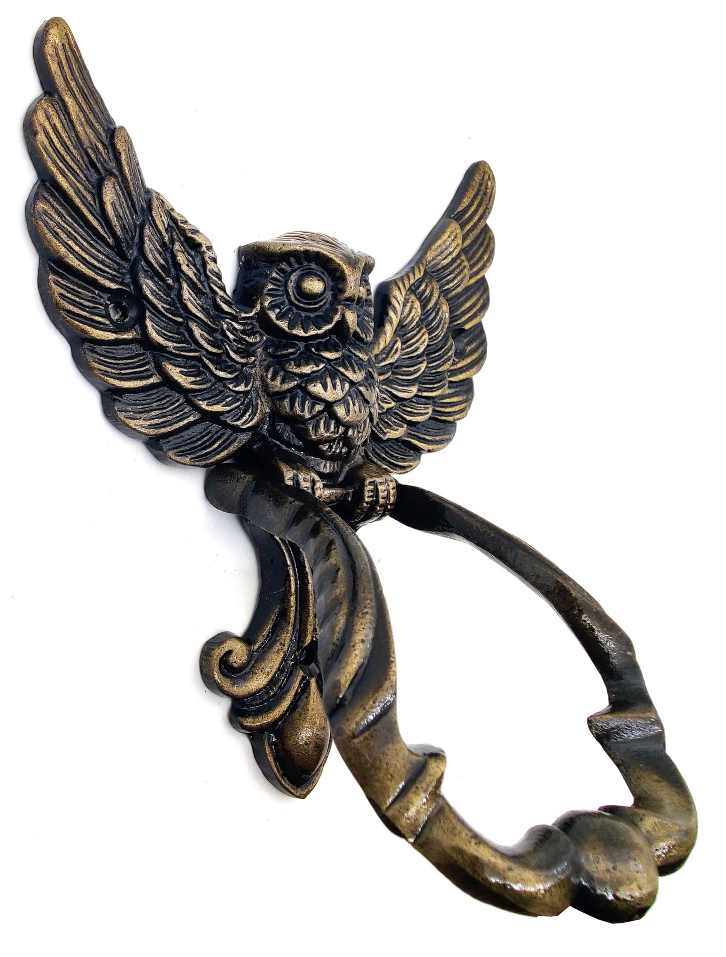 Owl Front Door Knocker, Heavy Duty, Garden/House Decor, Antique Bronze for Wooden House Farmhouse, Home Décor Accessories