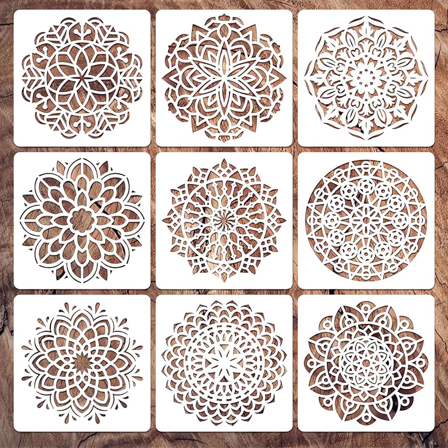 Mandala Stencils for Painting on Wood Wall Floor Furniture Tile Fabric, Small Rangoli Stencils Rock Painting Stencils for Home Decor (4 inch)