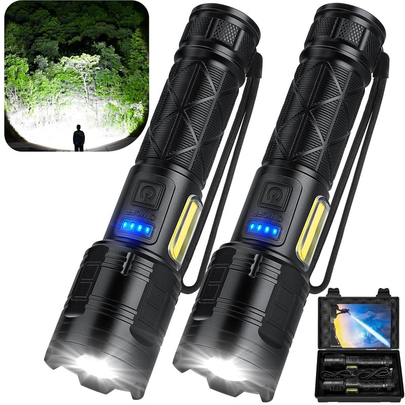 taoquwe Rechargeable LED Flashlights High Lumens, 99,000 Lumen Super Bright Flashlight with 7 Modes & Waterproof, Powerful USB Rechargeable Handheld Flash Light for Camping Home