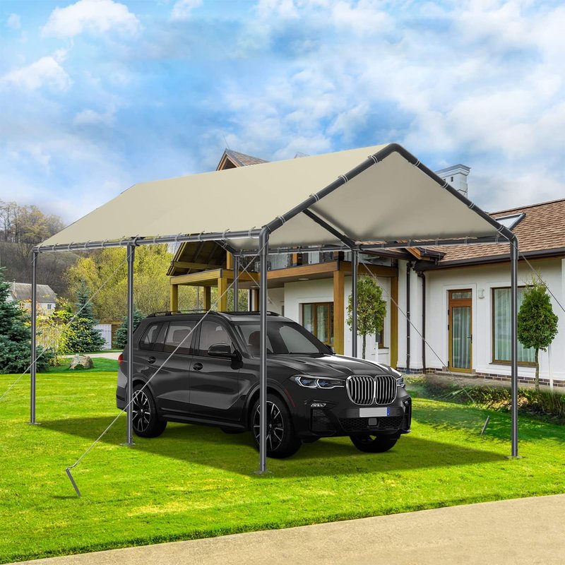 Outdoor Heavy Duty Carport 10'x20' Storage Shed Portable Garage Boat Shelter Party Tent Waterproof & UV Galvanized Protected Tarp