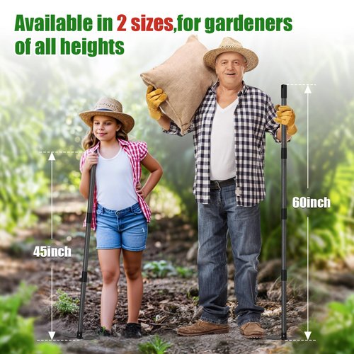 HANGMAICOME Hoe Garden Tool - Heavy Duty 2 in 1 Weed Hoes with Tiller Cultivator Rake,60 Inch Garden Hoe Long Handle for Weeding,Hand Weeder Tools for Indoor Outdoor Gardening,Planting