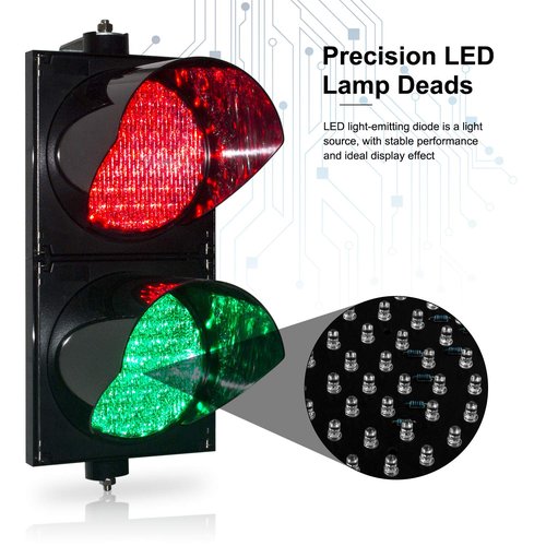 BBMi AC85-265V Red/Green 200mm(8inch) Traffic Light, Stop and Go Light, Led Traffic Signal Light, PC Housing Outdoor Waterproof IP65 Industrial, Cobweb Lens Led Warning Light.
