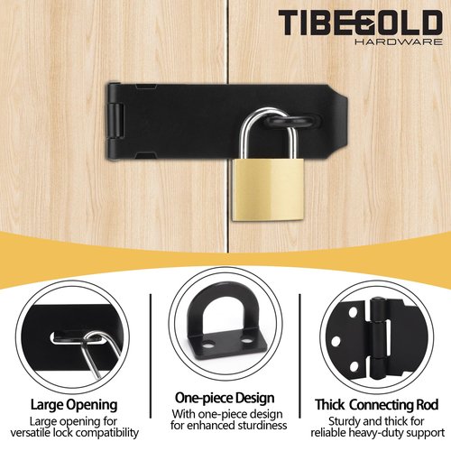 TIBEGOLD 3 Inch Door Lock Hasp Latch, Security Packlock Clasp Hasp Lock Latch, Stainless Steel Gate Lock Hasp for Outdoor Fence Gate,Barn Door, Cabinet, Drawer, Brushed Finish with Screws, 1 Pack