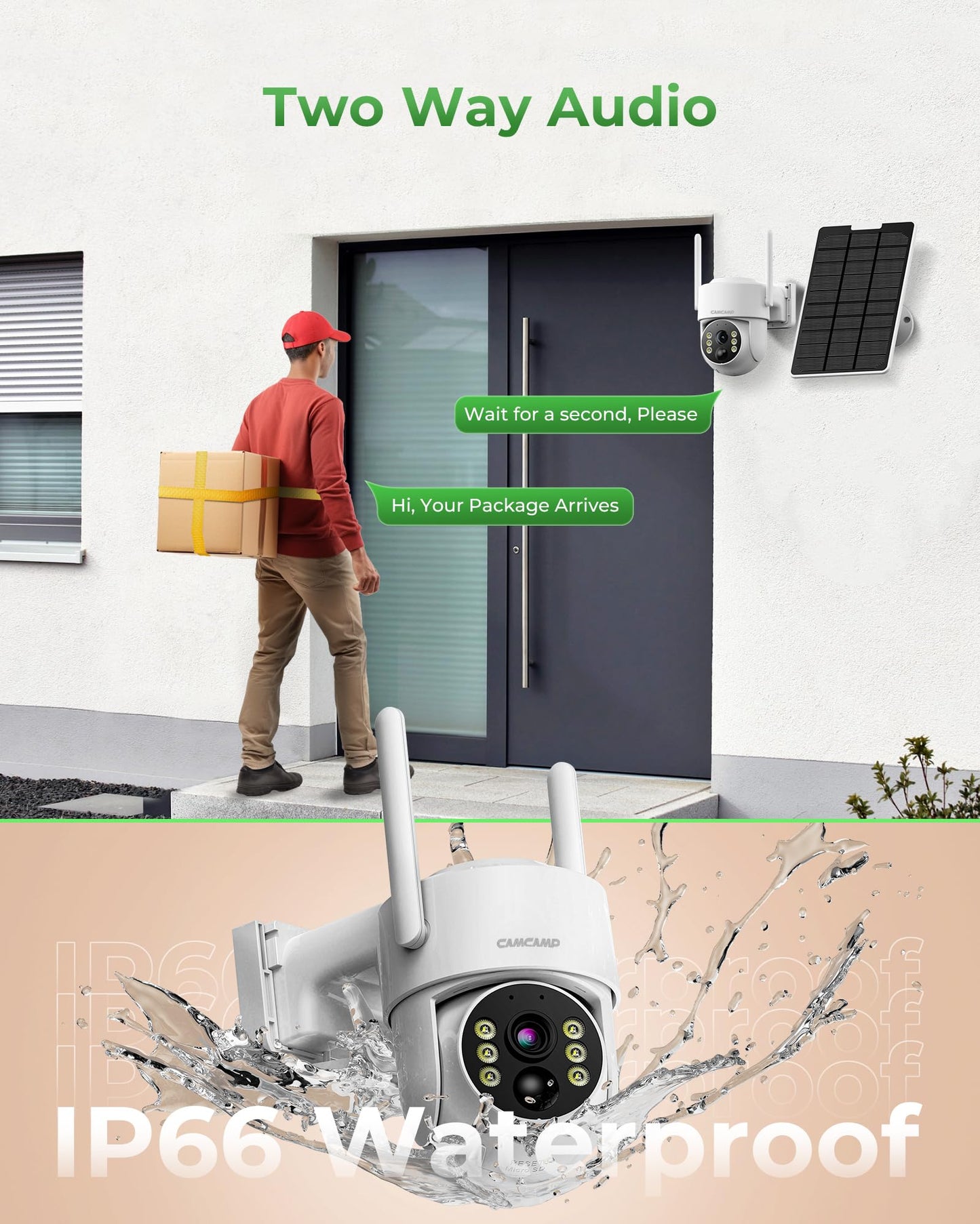 CAMCAMP Solar Security Cameras Wireless Outdoor with 10" Monitor, 10CH NVR 2K Solar Home Security Camera System with 360° Color Night Vision,2-Way Audio,500GB Local Storage,No Monthly Fee,No Need WiFi