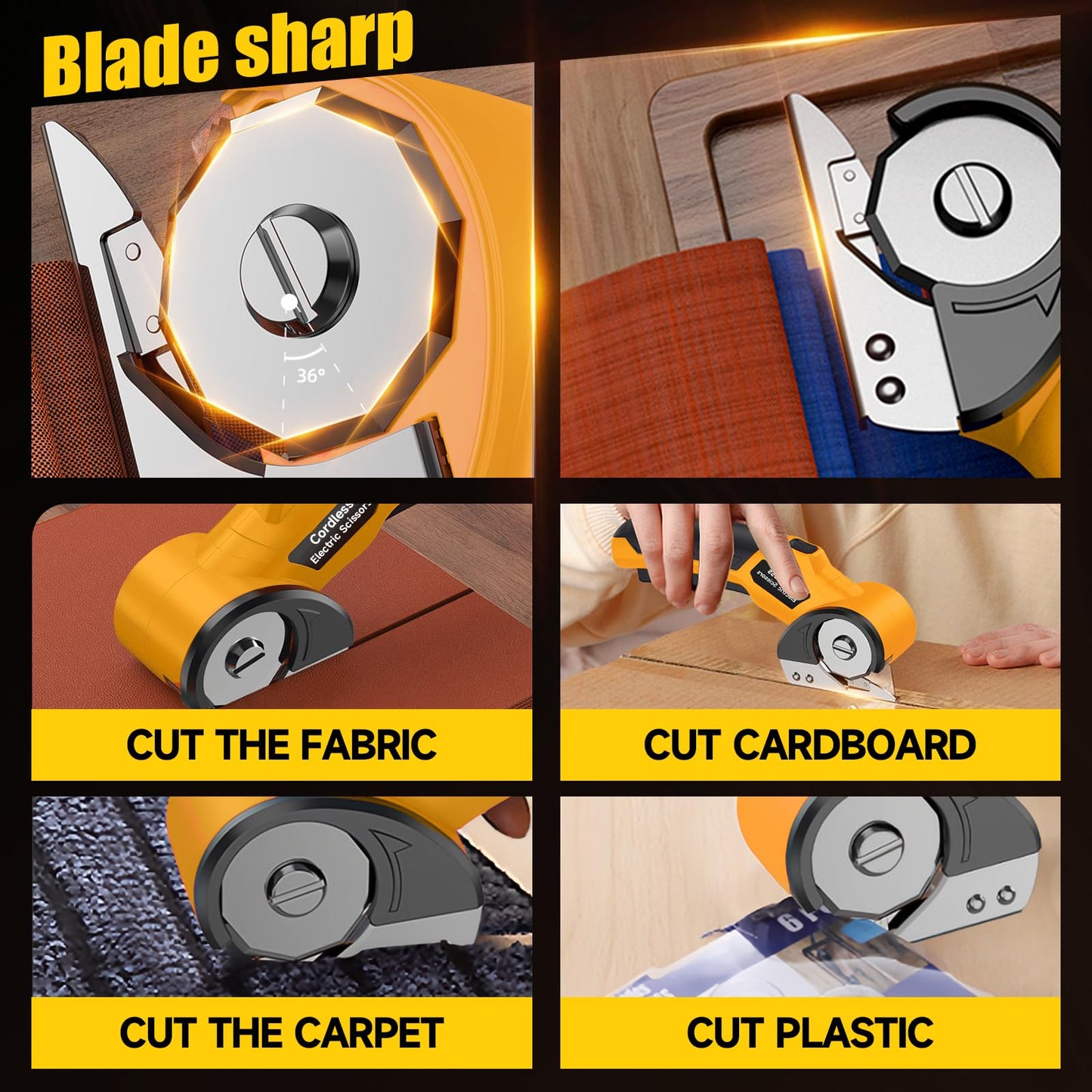 Electric Scissors Cardboard Cutter with LED Light .2000mAh 4V High Efficiency Motor High Speed Steel Blade Convenient Operation Fabric Cutter Box Cutter spare blade