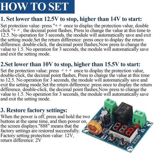 DC 12V-36V Voltage Protection Module Digital Low Voltage Protector Disconnect Switch Over Discharge Protection Module Output 6-60V, Low Power Disconnection (2 Pieces)