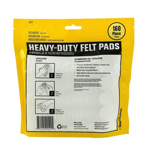Smart Surface 8727 Heavy Duty Self Adhesive Furniture Felt Pads 1-Inch Round Oatmeal 160-Piece Value Pack in Resealable Bag