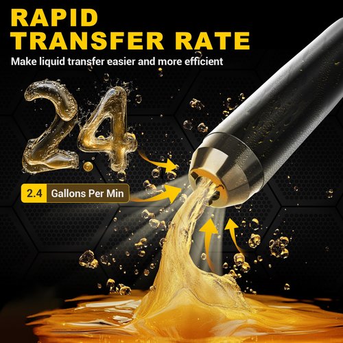 BUMBEE Portable Battery Operated Electric Siphon Pump Hand Fuel Battery Pump Transfer - 2.4GPM per Min for Gas, Fuel, Diesel, Water Transfer Multi-Use Siphon Fuel Transfer Pump(Orange)