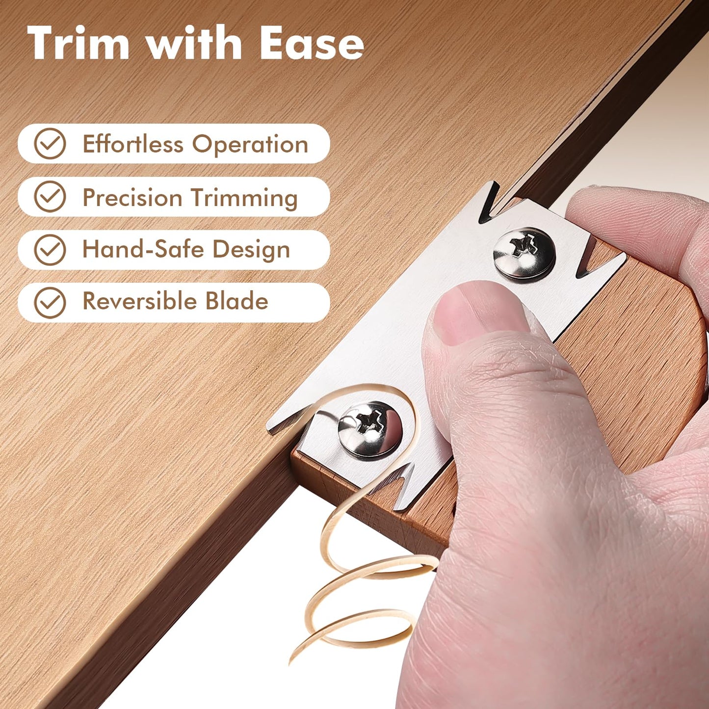 DRAXZOR Edge Banding Trimmer, 2025 Upgraded Wood Edge Band Cutter with Wooden Handle and Stainless Steel Blade, Professional Veneer Edge Trimmer Tool for Woodworking, Veneer, PVC