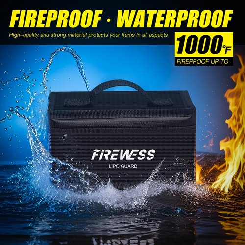 2pack Lipo Battery Safe Bag, Fireproof Explosionproof Safe Pouch, Large Capacity Battery Guard for Charge and Storage