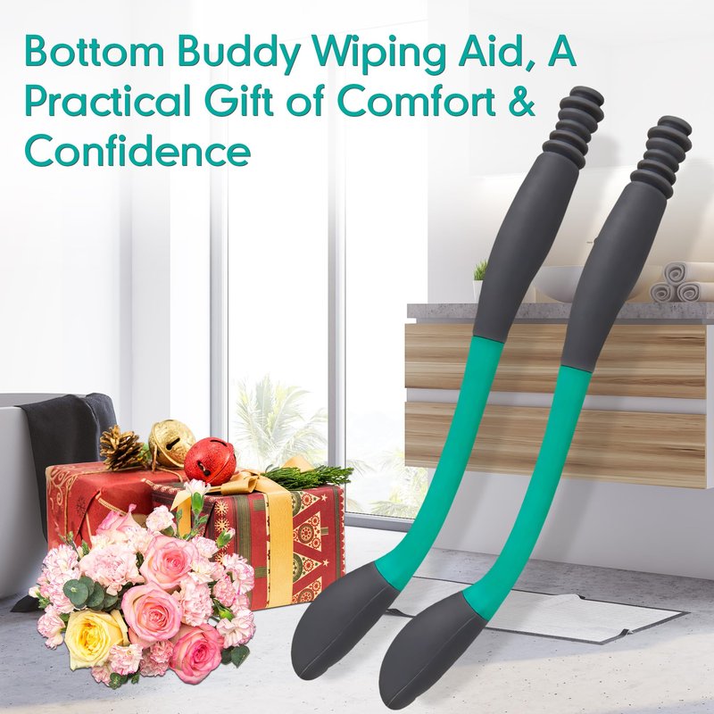 Butt Wiper Tool, 15.7" Long Reach Bottom Buddy Wiping Aid, Toilet Aid for Disabled, Overweight, Limited Mobility, and Those Recovering from Back Surgery, Enables Independence and Dignity
