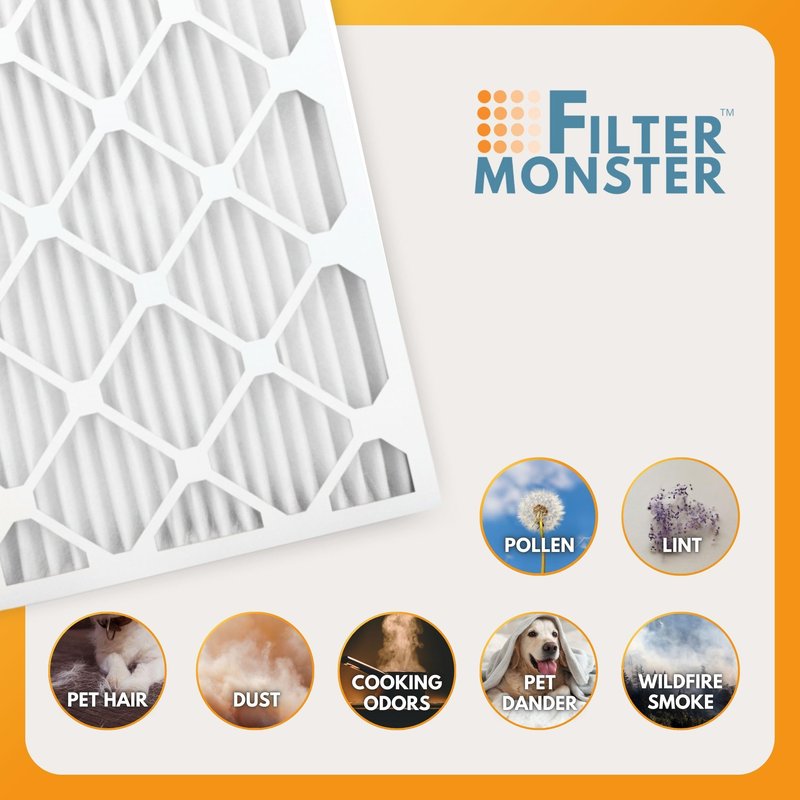 Filter-Monster 16x25x1 MERV 8 Pleated HVAC Air Conditioner Furnace Replacement Air Filter, 12-Pack (Actual Filter Dimensions 15.5 x 24.5 x .75 inches)