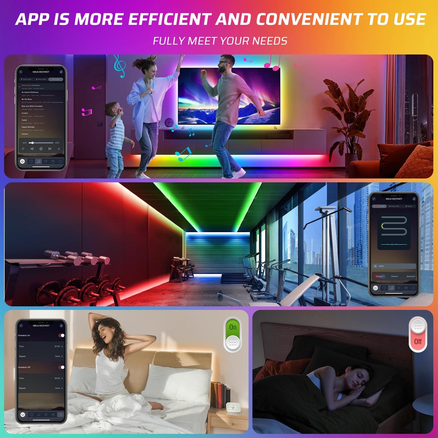 RGBWW+IC LED Strip Lights 50Ft, Dimmable Multi-Colored+3000K-6500K LED Lights with Remote and APP, Flexible Self-adhesive Color Changing LED Tape Lights, 24V Cuttable DIY Strip Lighting for Home Stair