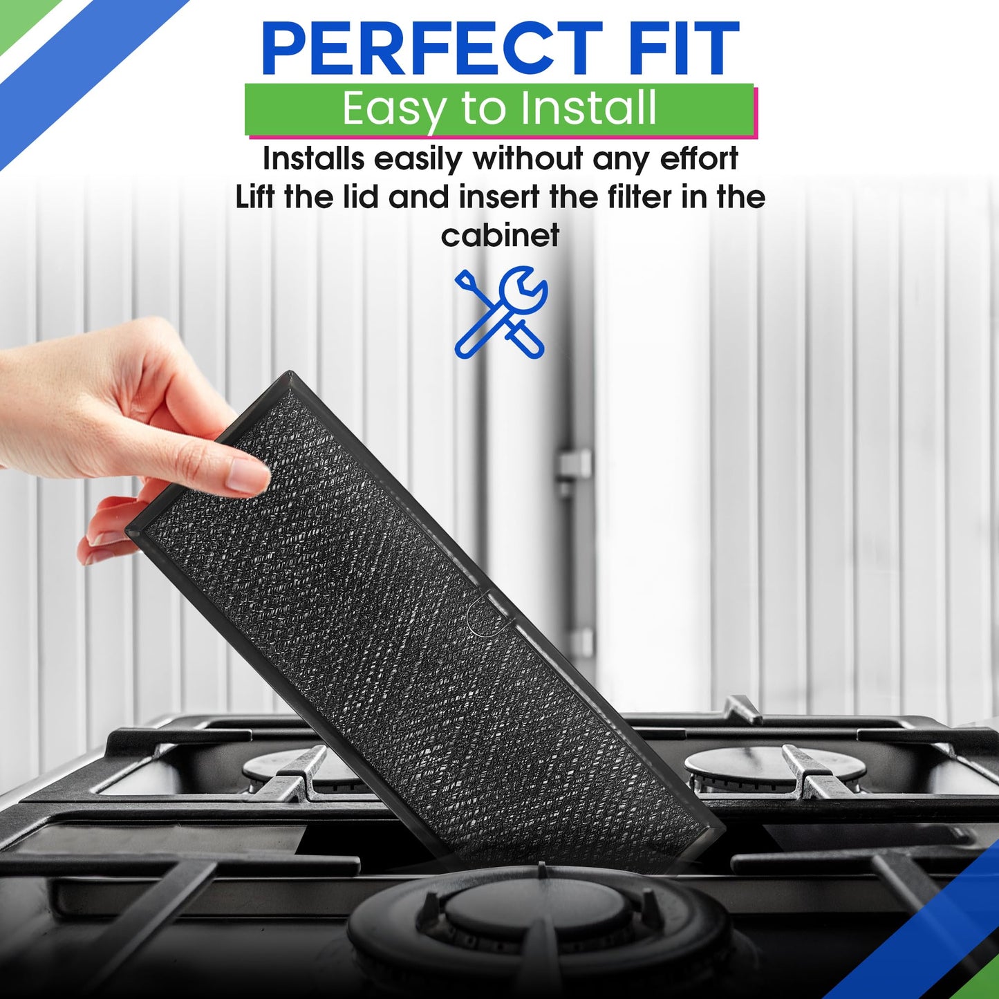 Downdraft Stovetop Filter 5.67” x 15.63” Replacement for Whirlpool Jennair W10240990 W10905834 Downdraft Filter Grease Screen for Cooktop Oven Vent - Blocks Grease From Entering Stovetop Vent (Black)
