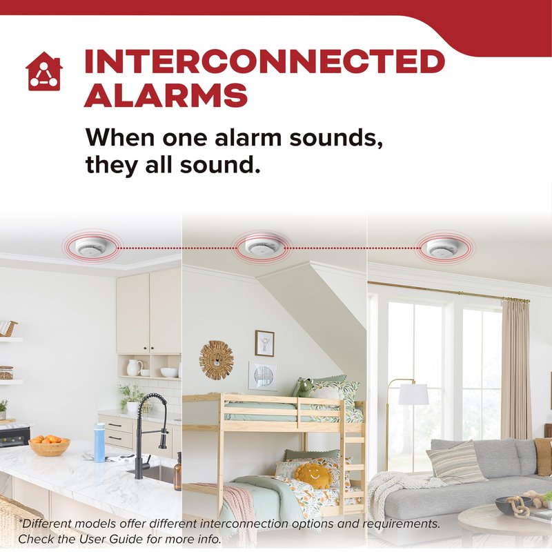 Kidde Smoke Detector, Hardwired with 10-Year Battery Backup, Interconnectable, LED Status Lights, 85 dB Alarm, 5-inches, 20SA10, 1 Pack