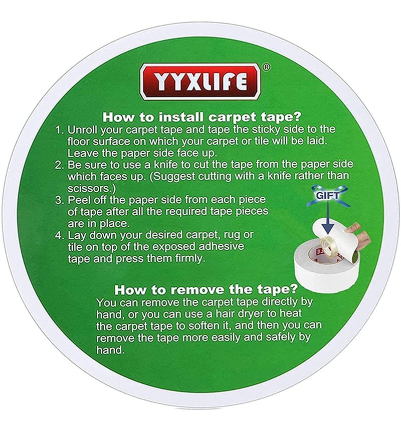 YYXLIFE Double Sided Carpet Tape,for Area Rugs Carpet Adhesive Removable Multi-Purpose Rug Tape Cloth for Hardwood Floors,Outdoor Rugs,2Inch x 10 Yards,20 Yards,30 Yards