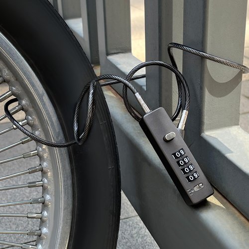 TOKCKYBL 4-Digit Combination Cable Lock, Gate Lock - 3 Replaceable Steel Ropes (11.8", 23.6", 47.2") for Bike, Ski, Fence, Cabinet & Door - Durable & Adjustable - Gun Gray (1 Pack)