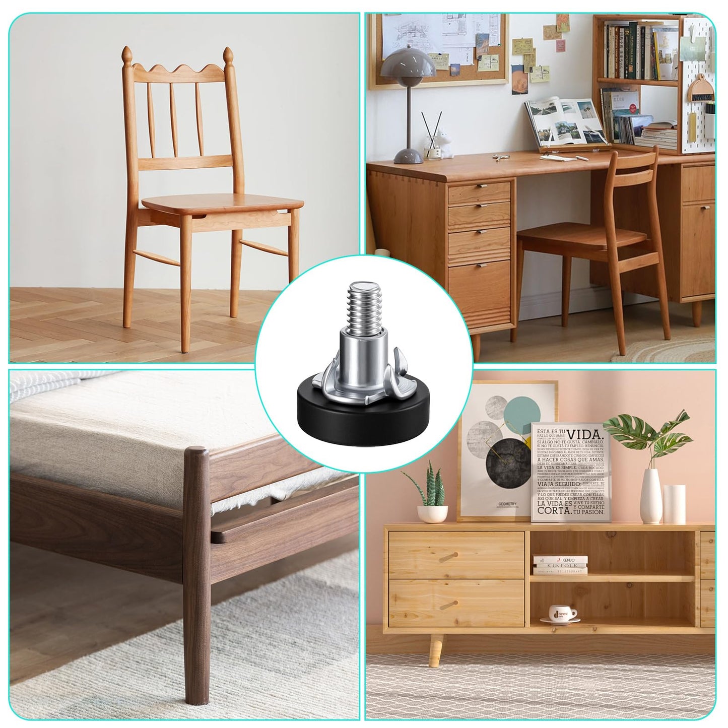 YBEATY 14 Pcs Thread Leveling Feet Heavy Duty Glide Chair Legs Antislip Individual Adjustable Furniture Levelers Threaded Screw on Table Feet for Cabinets Stool Desk Dresser Furniture