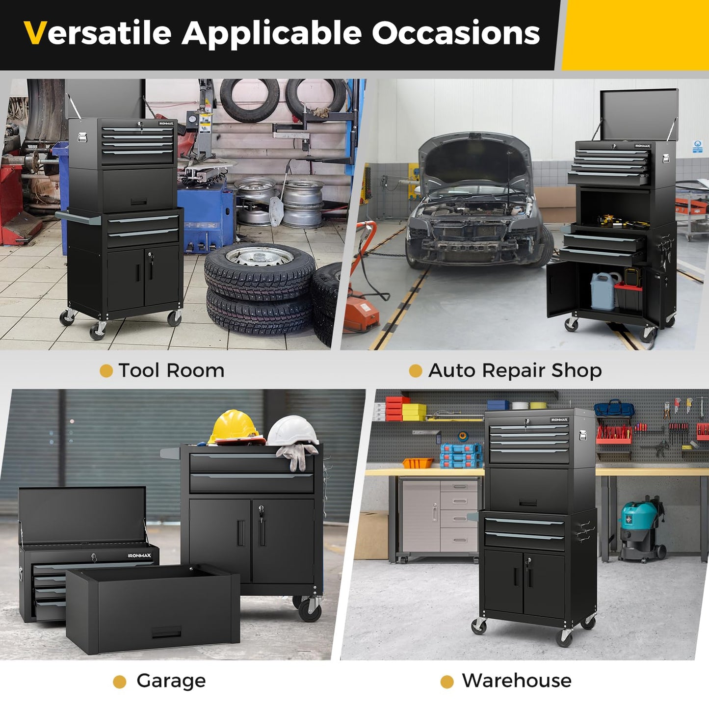 Goplus Tool Chest, 6 Drawers 3-in-1 Extra Large Tool Storage Cabinet with 4” Universal Lockable Wheels, Auto Lock, Protective Liner, Heavy Duty Rolling Tool Box for Garage, Workshop