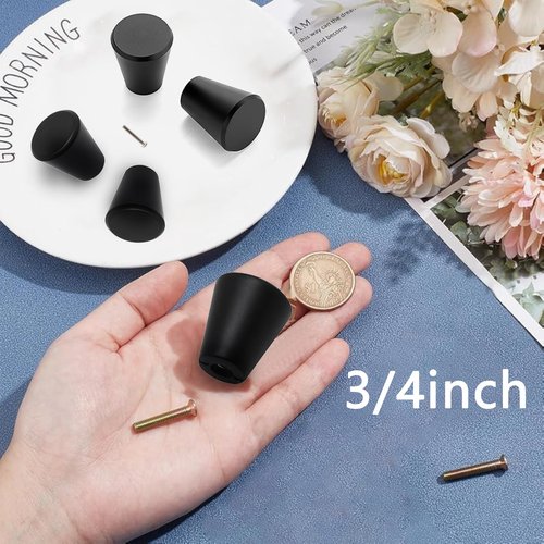 TAYCZGQL 6 Pack Small Knobs Modern Conical Black Cabinet Matte for Cabinets Decorative Furniture Hardware Compact Smooth Finish Contemporary Design Home Improvement Accessory Easy Install