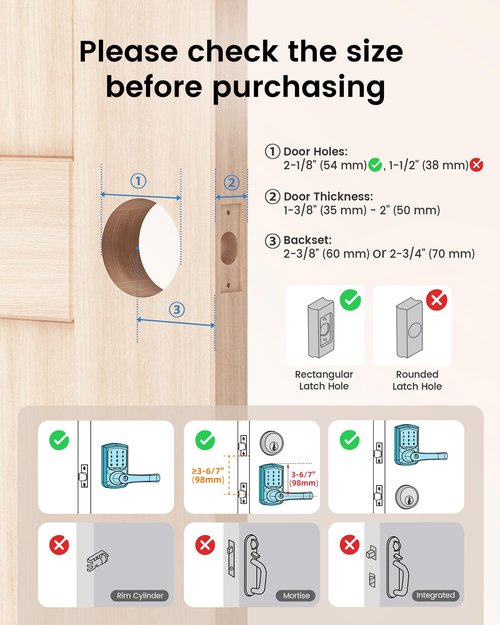 HIDALIFE Keyless Entry Door Lock with Keypad and Handle for Front Doors, Touchscreen Deadbolt, Anti-peep Password, Auto-Locking, Matte Black