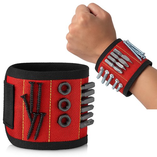 Wrist Tool Holder for Screws, Nails, Bolts - Adjustable Fastener Organizer with Embedded Magnet Strips - Ideal for Construction & Workshop Use