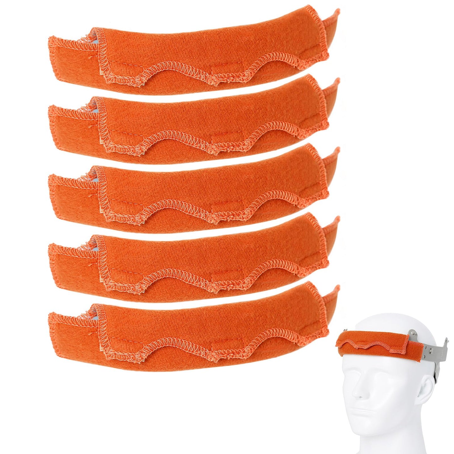 Aolamegs Safe Hard Hat Sweatband- 5PCS Sweat Bands Washable, Hard Hat Liner Replacement, Flame Retardant Cotton Hard Hat Accessories Sweat for Welding Helmet, Construction Hats, Chainsaw Helmet