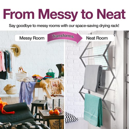 BLACK+DECKER Over The Door Expandable Telescopic Drying Rack, Clothes Organizer, Towel Hanger, Laundry, Collapsible, Gray