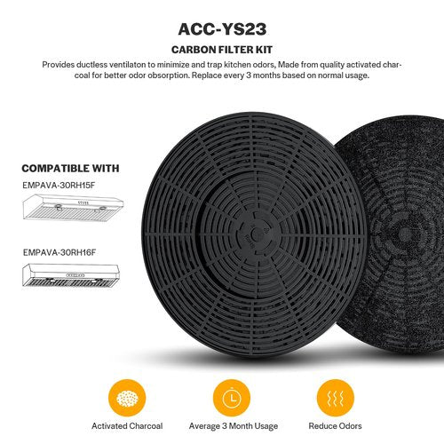 Empava ACC-YS23 Range Hood Charcoal Filter for EMPV-30RH15F, EMPV-30RH16F, Black, 1 Piece