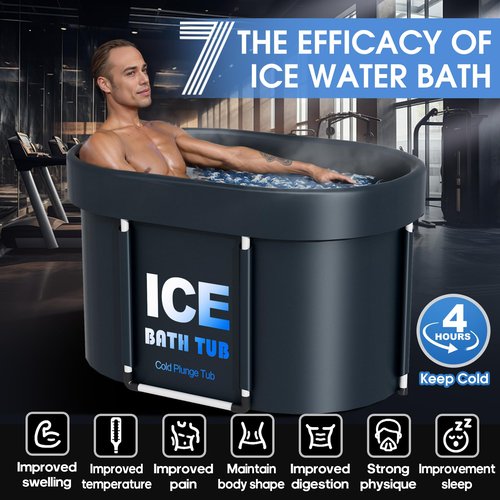 Oval Ice Bath Tub for Athletes with Cover, 130 Gal Capacity Portable Cold Plunge Tub for Recovery and Cold Water Therapy, Ice Baths for Home, Gym, Indoor, Outdoor Use