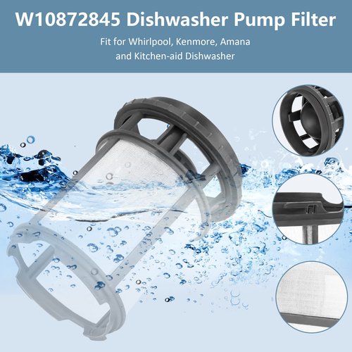 PETOX W10872845 Dishwasher Pump Filter Cup Replacement for Whirlpool Kenmore Amana Kitcheniad Dishwasher - Replace Part 8579307 W10142911 W10056425 W10056426 (Update Version)